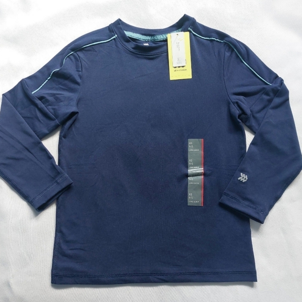 all In Motion Boys t-shirt Long Sleeve Navy Size XS 4-5